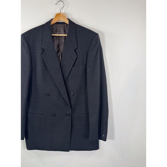 VINTAGE Yves Saint Laurent Blazer Black Double Breasted Sport Coat 40R - Picture 4 of 11